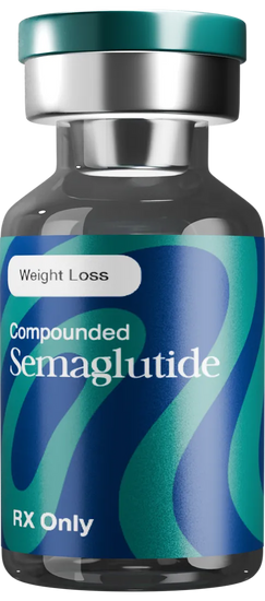 Vial of compounded semaglutide, labelled Weight Loss, RX Only